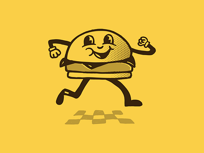 Retro burger character graphic design illustration logo vector