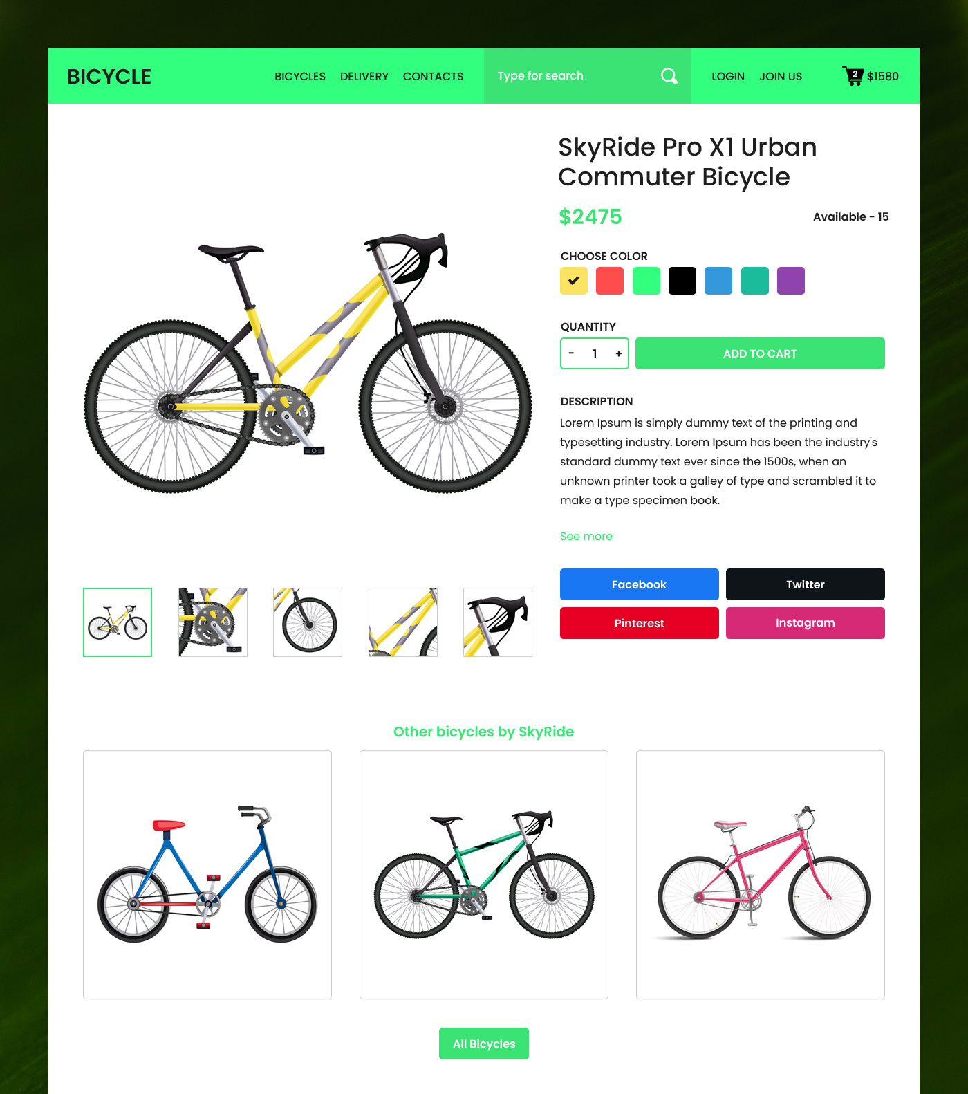 Online Bicycle Store Product Page UI by Desk Solution on Dribbble