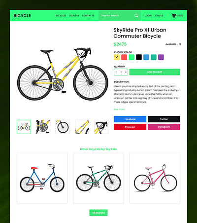Online Bicycle Store Product Page UI bicycle store ui bicycle store ui design design ecommerce ui online bicycle store online store ui design product page ui product page ui design ui ui design