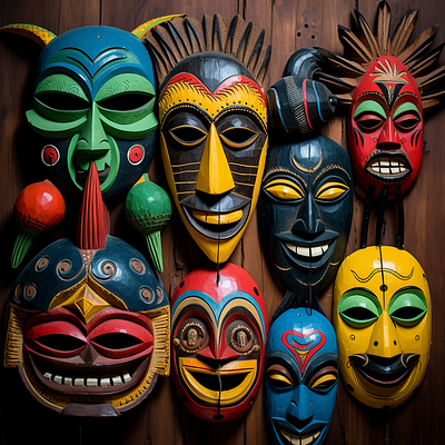 Smiley Colored Tribal Masks diversity.
