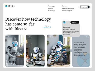 Robot's technology main page concept concept design home page illustration landing page logo main page robot site technology ui uiux web design website