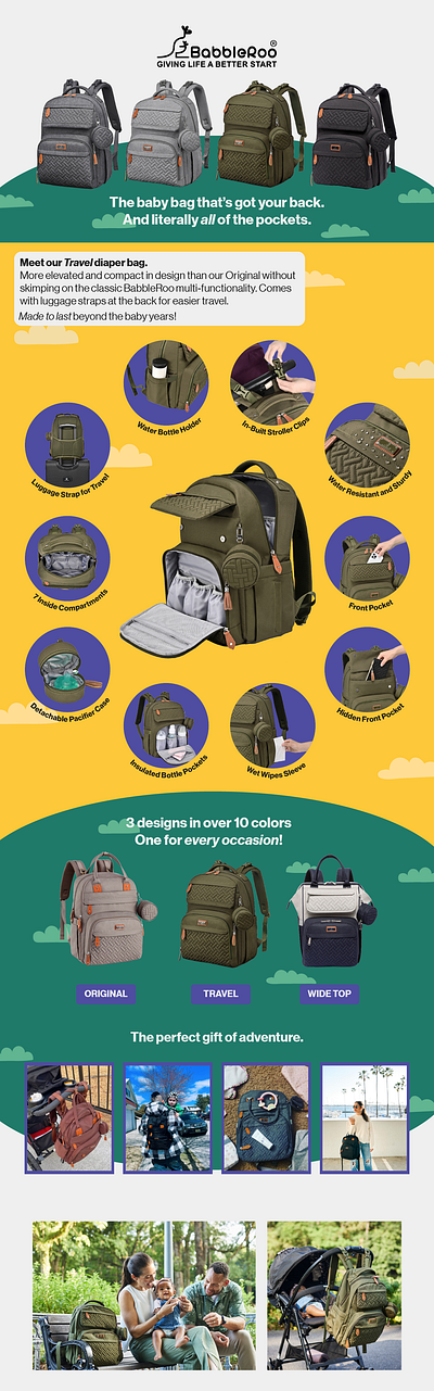 BabbleRoo Travel Backpack A+ Content for Amazon Listing a content amazon amazon listing design graphic design