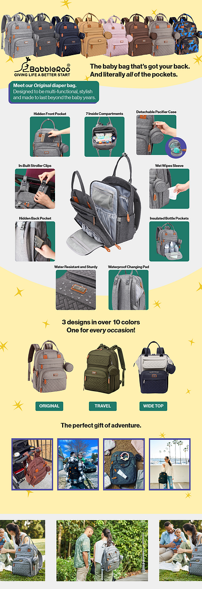 BabbleRoo Original Backpack A+ Content for Amazon Listing a content amazon amazon listing design graphic design