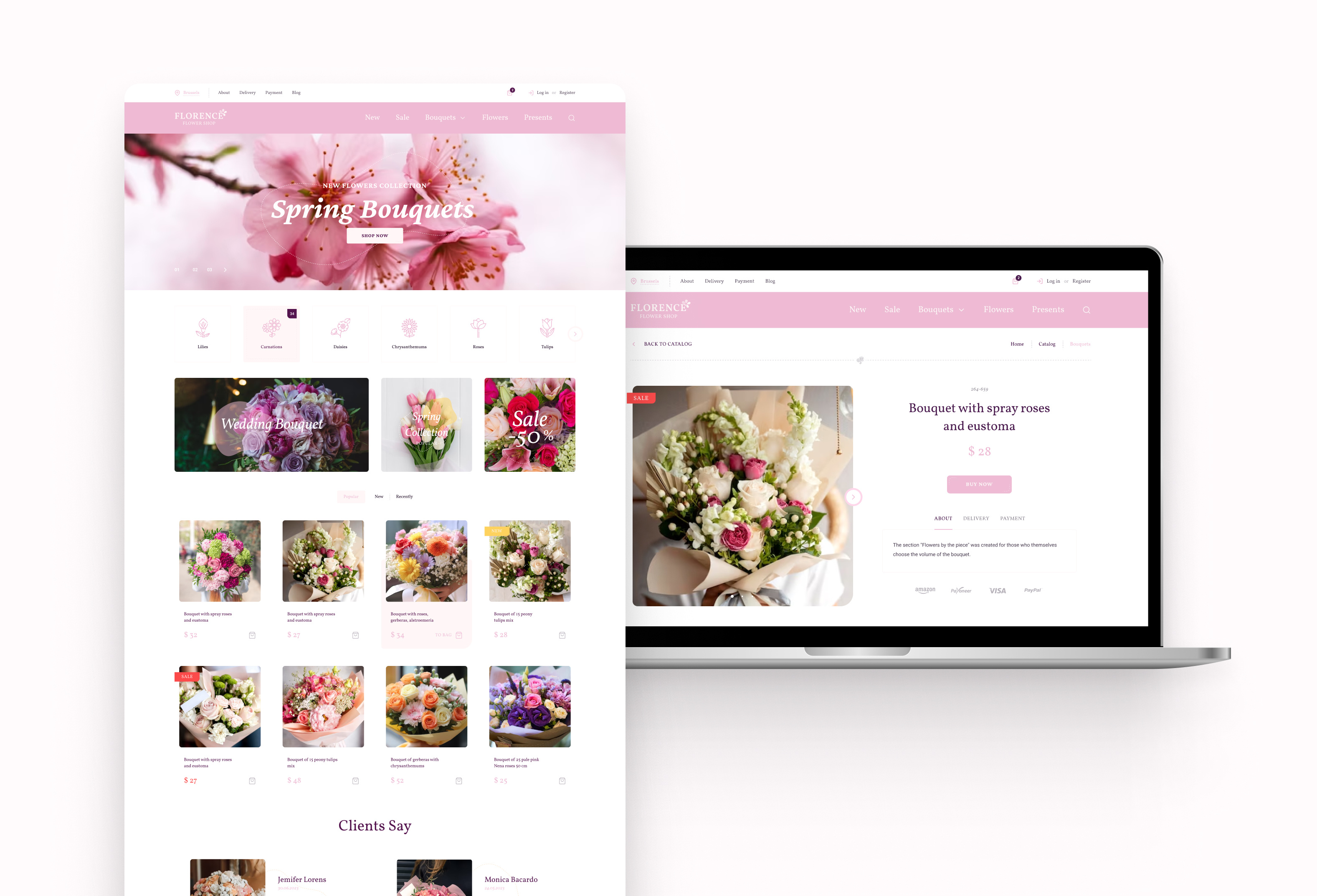 Florence Flower Boutique: Digital Artistry Meets E-commerce ab testing e commerce figma hero landing page site ui uiux website
