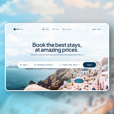 AstiTravels - Book your stays, flights, and car rentals. landing page ui ui designs uidesign