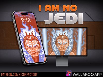 I Am No Jedi Wallpaper ahsoka fantasy halftone home screen iconfactory jedi knight lock screen scifi star wars vector vector art wallaroo wallpaper