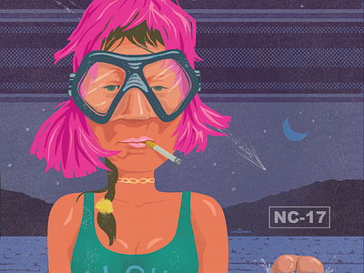 Summer Retreat Poster b. cartoon illustration cover art illustration lake life pink wig poster design poster graphics poster illustration poster illustration and design summer nights