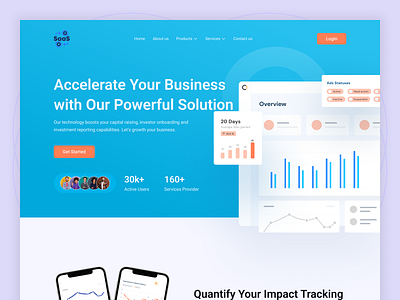 Saas Web Header analytics branding chart dashboard design graph landing page manage management marketplace product saas saas design saas product saas solution saas website design sales ui ux website