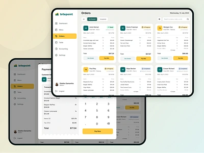 Bitepoint - Restaurant POS System | Orders + Payment application cafe cashier cashier app choose menu clean dashboard food kitchen new order outlet point of sale pos pos app restaurant sales ui uiux ux waiter
