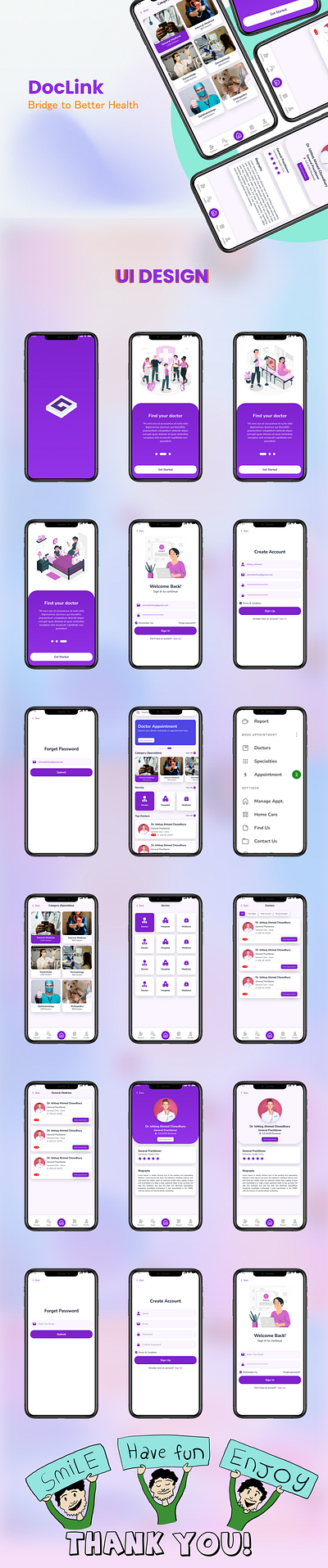 DocLink Doctor Appointment design graphic design illustration inspiration landing page logo ui ui ux uiux design web design