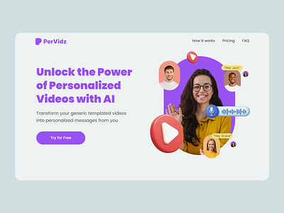 Landing Page Design - AI Personlized Video Maker ai saas design landing page saas design ui ui design website design