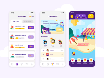 Lingood - Learning English App: Missions & Challenge app branding challenge character design design e learning english gamification graphic design illustration logo missions ui uxui uxui design