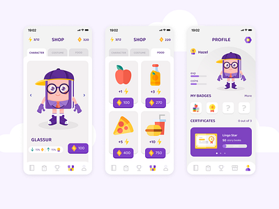 Lingood - Learning English App: Shop & Profile app branding character design design e learning english graphic design illustration logo profile profile ui shop ui ui uxui uxui design