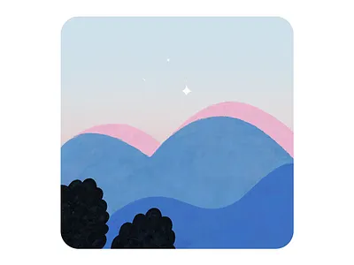 morning calmness illustration landscape morning mountains sky star wish