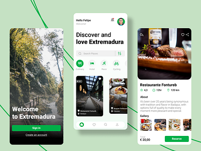 Extremadura App | Spain app design food hotel restaurant tourism ui ux