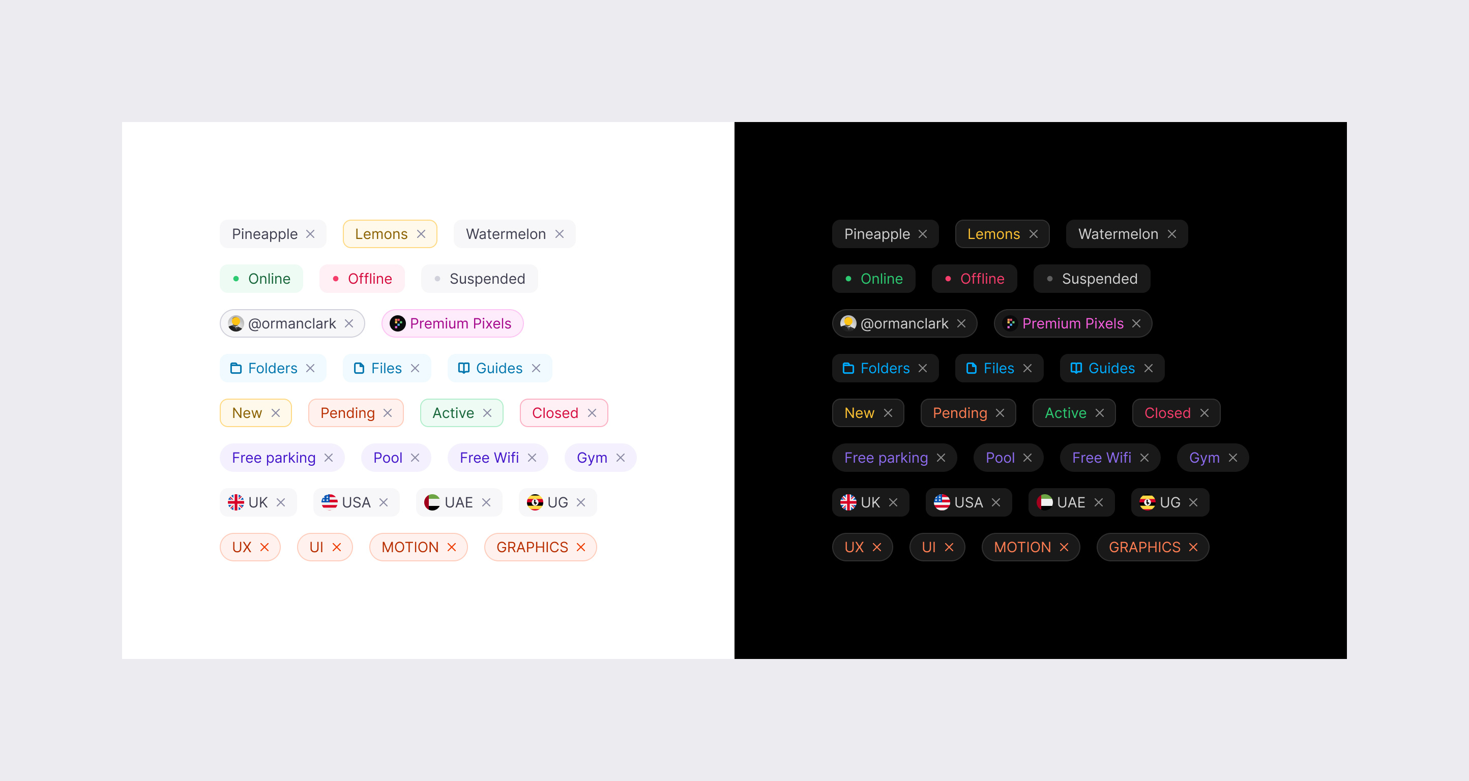 Tags ✨ badge badges chip clean clean ui component dark dark mode design system figma minimal tag tags ui ui kit ux