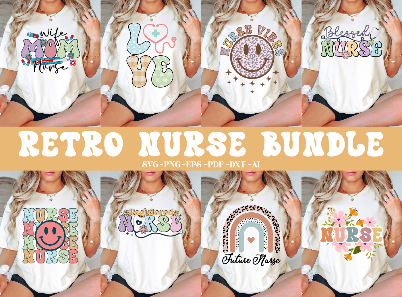 Retro Nurse Sublimation Designs Bundle funny nurse t shirt nurse life svg nurse sublimation nurse sublimation bundle nurse svg bundle nurse t shirt design nurses day nursing stethoscope svg t shirt designs