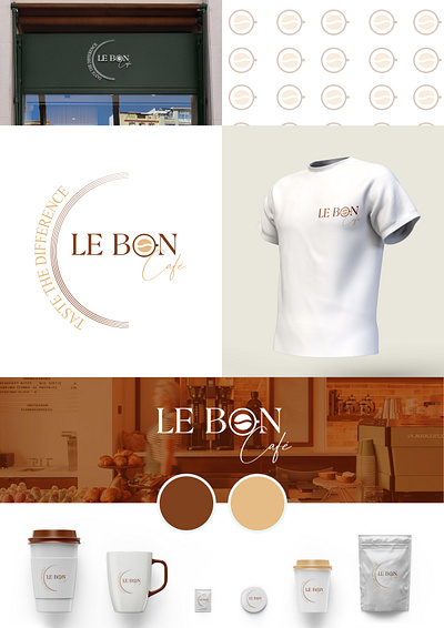 Le Bon Cafe Baku brand brand guidelines brandbook branding cafe coffee coffee shop design graphic design illustrator logo mockup photoshop vector