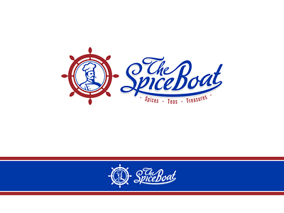 Spice Boat has a Chef on board boat branding chef cook design graphic design helm illustration logo maestral spice tiller vector wheel