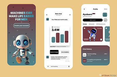 Ui design for an AI Robot application app branding graphic design illustration typography ui
