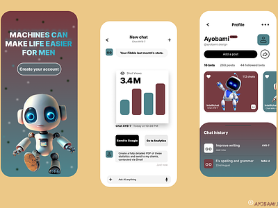Ui design for an AI Robot application app branding graphic design illustration typography ui