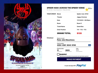 Checkout page for a Cinema app branding design graphic design illustration logo ui