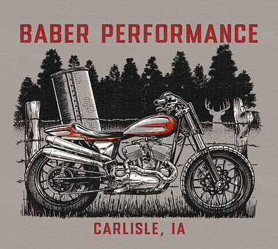Baber Performance branding deer drawing graphic design illustration motorcycle screenprint
