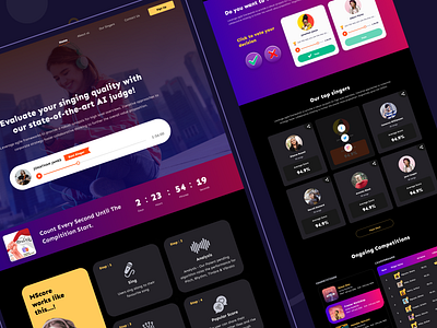 AI-powered singing (Landing page) ai creative dark design fashion figma minimal music trendy ui