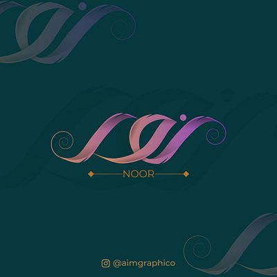 NOOR Arabic Calligraphy Logo arabic arabic calligraphy arabic logo design graphic design islamic logo logo design modern noor typography vector نور