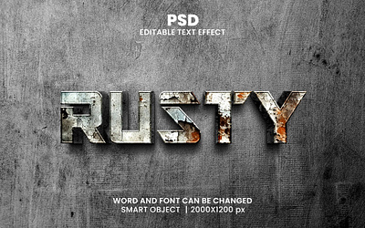 Rusty metallic grunge 3d editable text effect design grunge texture metal effect metallic text effect psd mockup rusty design rusty texture
