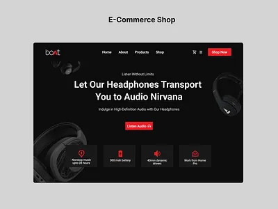Daily UI - E-commerce Shop 100daysodui boat dailyui design ecommerce headphones landingpage screens uiux ux webpage