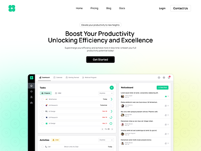 Supercharge Your Productivity: Unlock Your Full Potential! dashboard design gradient home page landing page logo minimal productive project management time management to do typography ui ux vector
