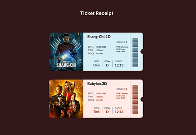 Daily UI - Ticket Receipt 100daysodui dailyui design movie movieticket receipt screens ui uiux