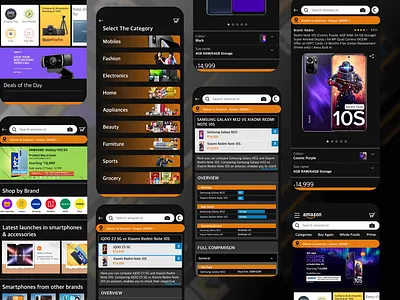 Amazon App Redesign Dark Theme adobe xd design ecommerce mobile app figma graphic design landing page landing page design mobile app design ui ui ux