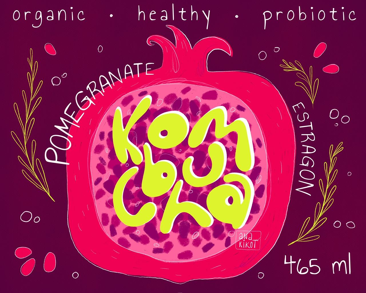 Kombucha label design art brand branding colourful combucha concept design digital food graphic design health illustration label label design marketing minimal organic packaging praphic product design