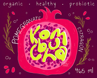Kombucha label design art brand branding colourful combucha concept design digital food graphic design health illustration label label design marketing minimal organic packaging praphic product design