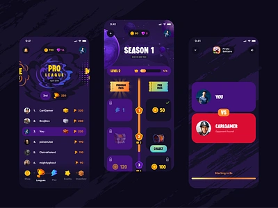 Arc8 - Gaming App arcade game app game design game pass game ui ios leaderboard league mobile ui season progress ui