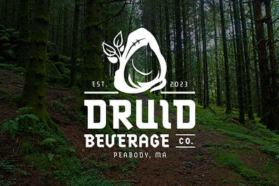Druid Beverage Co. Logo Design branding character design druid fantasty forest hood icon identity illustration logo logo design logotype magic mark mystic people ranger symbol woods