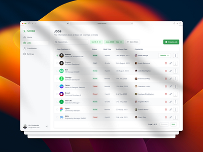 A Jobs Portal Dashboard - Creda app branding dashboard dashboard design design design process job board jobs ui ui design ux web app web design website