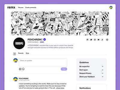 New remx community profiles community crypto design graphic design illustration profile social network typography ux web3