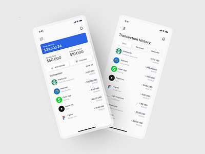 Mobile App: FinTech App app app design clean desktop fintech mobile app mobile ui design transactions ui ux wallet