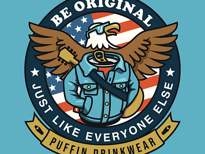 Puffin Drinkwear Sticker Series america badge beer branding design drinkwear eagle graphic design guitar illustration puffin sticker usa vector