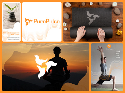 PurePulse | Meditation App Logo brand identity branding inner peace logo logo design meditation meditation app meditation app logo meditation brand minimalist logo modern logo orange peace professional logo pulse yoga yoga app yoga logo