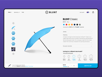 Blunt Umbrellas Website Conversion conversion optimisation design google ads graphic design social ads uxui website