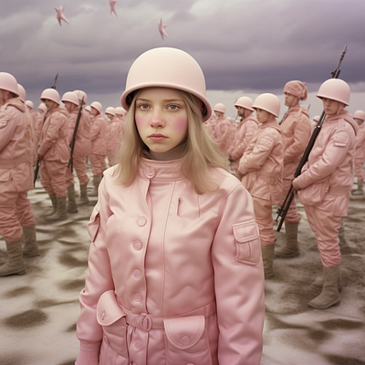 Soldiers in Pink & Beige 3d art direction concept art surreal
