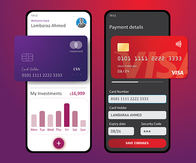 Banking App | Visa mastercard - smartphone : UI mobile app appdesigner brand branding design graphic design illustration interface mastercard mobileapp portfolio ui uidesigner uiuxdesigner ux uxdesigner uxinspiration uxuidesign visa webdesigner