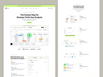 Decimals - Spreadsheet Website accounting accounting landing page accounting web analytic app design audit design landing page management saas saas landing page saas web saas website spreadsheet sql ui design uiux web web design web landing page