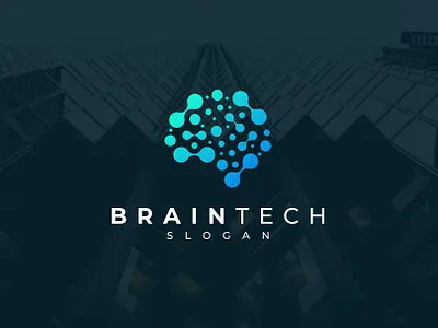 Brain Tech Logo brain branding connect connection data design digital graphic design illustration logo logo design modern molecule tech technology vector