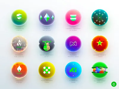 🟢 Green Invest icons set branding crypto dao graphic design icons illustration sum trading