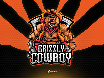 Grizzly Cowboy Logo Mascot Character angry bear branding character cowboy esport grizzly gun illustration logo mascot western